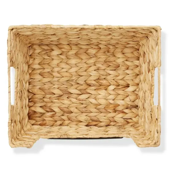 2pk Wide Pantry Baskets, Hyacinth Wicker Kitchen Storage Bins for Shelves Natural {2}