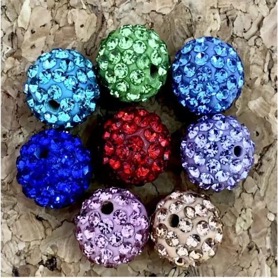 100pcs Grade A Suncatcher Crystal Rhinestone Pave Loose Beads 10mm Peridot Green Polymer Clay Disco Spacer Ball {3}