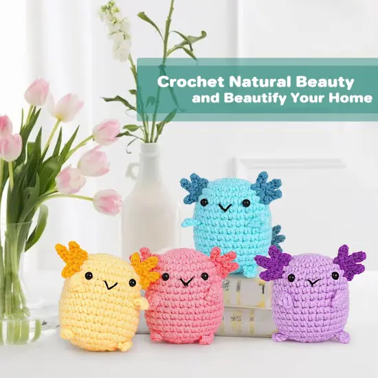 Crochetta Crochet Kit for Beginners, Crochet Starter Kit w Step-by-Step Video Tutorials, Beginner Crochet Kit for Adults Kids Women Men Complete Kit Included (4 Mini Axolotls) {3}