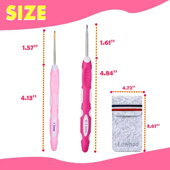 Ergonomic Crochet Hooks Set with Case, 12PCS Crochet Hooks for Arthritic Hands, Size from 0.8mm~6.0mm {5}