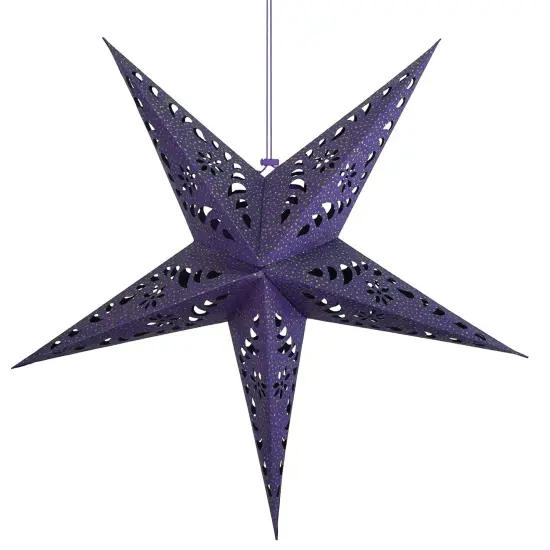 In the Breeze 9175 — Purple Paper Star Lantern — Hanging Party and Home Décor with Painted Gold Accents — Handmade, Dyed Paper {1}