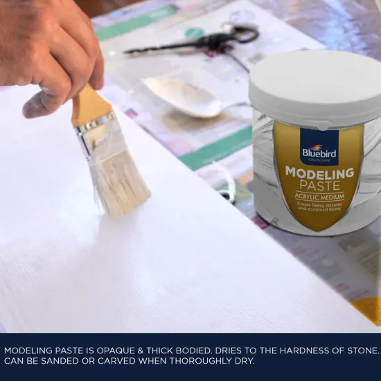 Bluebird Professional Thick Modeling Paste 571ML / 28.2Oz - High Density, Acrylic Medium - for Texture and Thickness, Dimension Additive (White, 28.2 Oz / 800GM) {4}