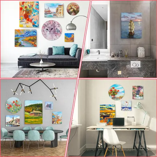 7 Packs Stretched Canvases for Painting,Multi Size 11x14, 9.44x12, 8x10, 5x7, 4x4, Round Canvas with 8x8,10x10, Primed Blank Canvas for Oil Paint, Acrylic Paint, Paint Canvas for Beginner, Artist. {2}