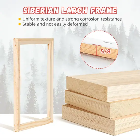 9 Sets Stretched Canvas for Painting, Multi Pack 5x7, 8x10, 11x14, Blank Artist Canvases Frame Board, 100% Cotton for Oil Acrylic Watercolor Paint, Acid-Free for Kids & Artists {3}