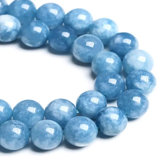 10MM 38PCS Blue Aquamarine Jade Loose Beads for Jewelry Making DIY Bracelet {4}