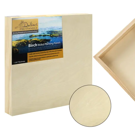 Da Vinci Pro Birch Wood Panel 1-5/8" Deep &ndash; Bundle of 4 Small Rectangular Panels - Fine Textured, Warp Resistant, Lightweight & Rigid &ndash;For Mounting Sanded Pastel or Watercolor Paper, Linen or Canvas {3}