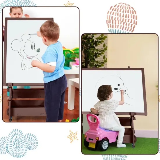 Dry-Erase Board Double Sided Chalkboard Kids' Standing Art Easel Whiteboard {4}