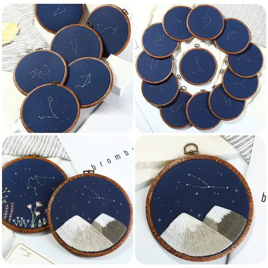 8 Pcs/Set Mini Embroidery Hoops 3 Inch Round Imitated Wood Plastic Display Frame Reusable Circle Cross Stitch Hoop Ring for Art Craft Sewing and Hanging Ornaments Home Decor {4}