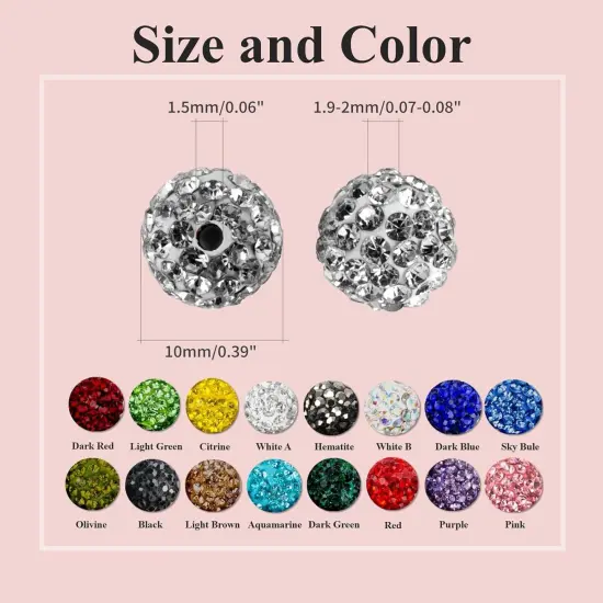 10mm Clay Rhinestone Beads for Bracelets, 100 Pcs Sparkle Crystal Beads for Jewelry Making, Glitter Round Shamballa Disco Ball Design for DIY Crafts Necklace Earrings Decoration (Aquamarine) {5}
