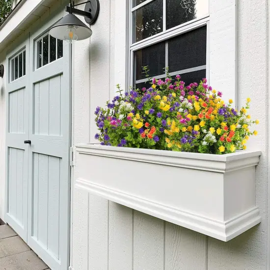 Artificial Flowers, Fake Outdoor UV Resistant Plants Artificial Lotus Flowers Eucalyptus Greenery Shrubs Bridal Wedding Bouquet for Home Garden Party Wedding Decoration 8 Bundles (White) {5}