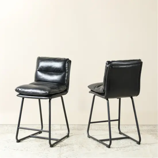 Set of 2/4 Modern Thick Leatherette Counter Stool with Metal Legs {3}