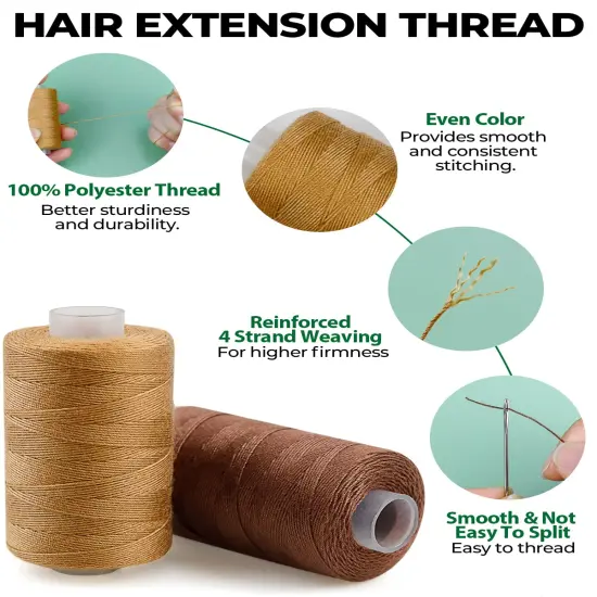 5 Rolls Hair Extension Thread Sewing Threads Hair Weave Threads with 30 Pieces T/C/J/I Needles Using for Hand Sewing,Hair Extensions,Wig Making Hair Extensions Modelling Crafts CJ {5}