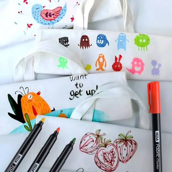 VEESA Fabric Markers, 24 Colors Permanent Fabric Paint Marker for Clothes, Fine Point Textile Marker Pen for T-Shirt Shoes, Non-Toxic & Kid Safe {2}