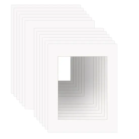 ZBEIVAN 11x14 White Picture Mats with Core Bevel Cut Frame Mattes for 8x10 Pictures - Pack of 12 {1}