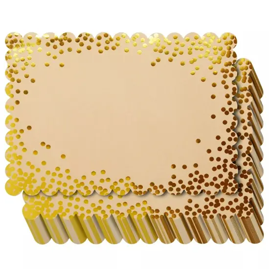 50 Pack Gold Disposable Paper Placemats with Foil Polka Dots {6}