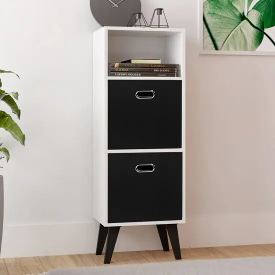 Black Foldable Storage Cubes Bins , Fabric Storage Box Cubes Organizer Baskets with Dual Handles for Home Organizer (Black) {6}