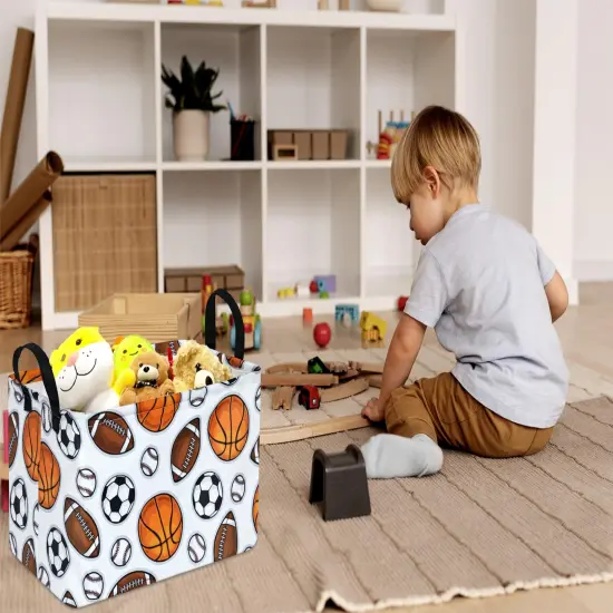 Rectangle Boys and Girls Storage Basket Storage Bin Baby Laundry Basket Laundry Hamper Storage Basket Fabric Organization Basket Toy Box Nursery Hamper for Clothes Toys Gift Basket With Handle {5}