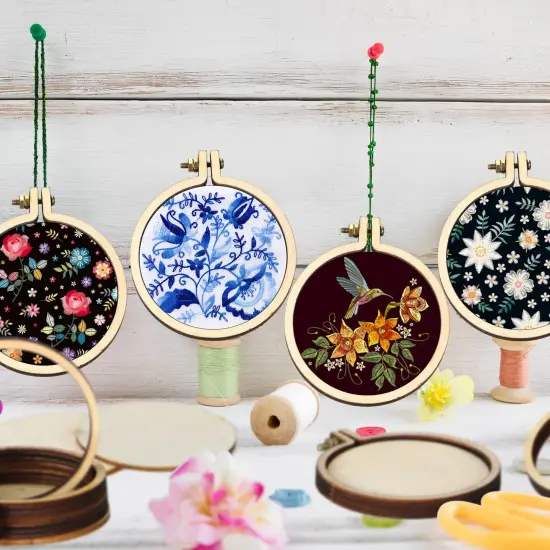 Mini Embroidery Hoops Adjustable Wooden Circle Cross Stitch Hoop Ring Bulk Round Embroidery for Art Craft Handy Sewing and Decoration(20 Pieces,2.2 x 2 Inch) {3}