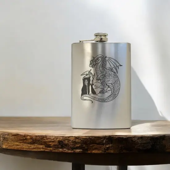 8oz Wizard and Dragon Stainless Steel flask {5}