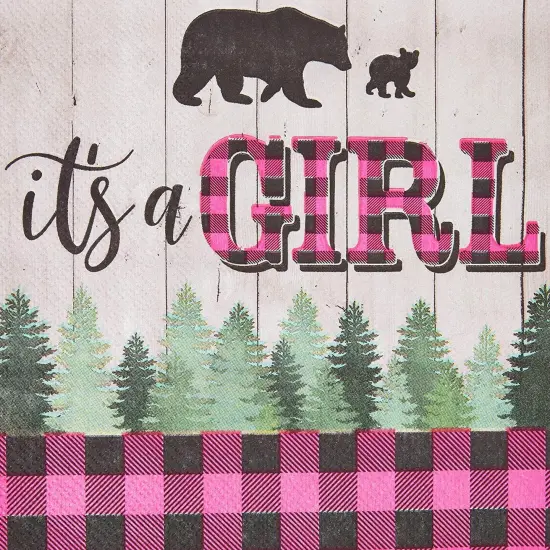 Buffalo Plaid Napkins, It's A Girl Baby Shower (6.5 Inches Folded, 100 Pack) {6}