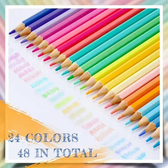 48 Packs Colored Pencils Oil Pencils Soften Wood Pen for Adult Artists Beginners Drawing Sketching Supplies(Macaron Color) {4}