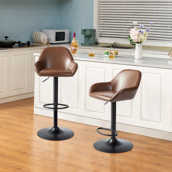 Set of 1/2/3/4 Mid-Century Modern Leatherette Gaslift Adjustable Swivel Bar Stools {7}