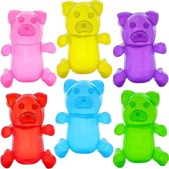 4E's Novelty 6 Pack Inflatable Gummy Bears - 12'' Large Fun Gummy Bear Party Decorations, Colorful Gummy Bear Decor, Perfect Gummy Bear Party Favors {1}