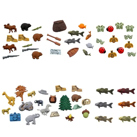 Assorted Nature & Outdoor Buttons &ndash; 50+ Piece Set for Sewing, Scrapbooking & DIY Crafts &ndash; Camping, Fishing, Wildlife & Trees {1}