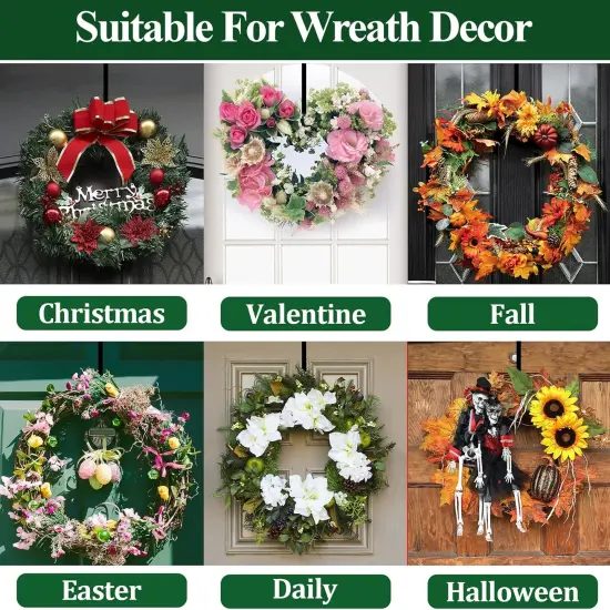 Wreath Hanger for Front Door, Adjustable Wreath Hanger from 15 to 25 Inches Wreath Hanger, 20 lbs Larger Door Upgrade Wreath Hanger Christmas Fall Wreaths Decorations Hook (Black) {2}