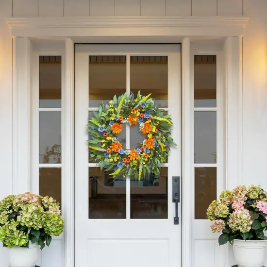 Spring Wreaths for Front Door Outside, Summer Green Wreath {5}