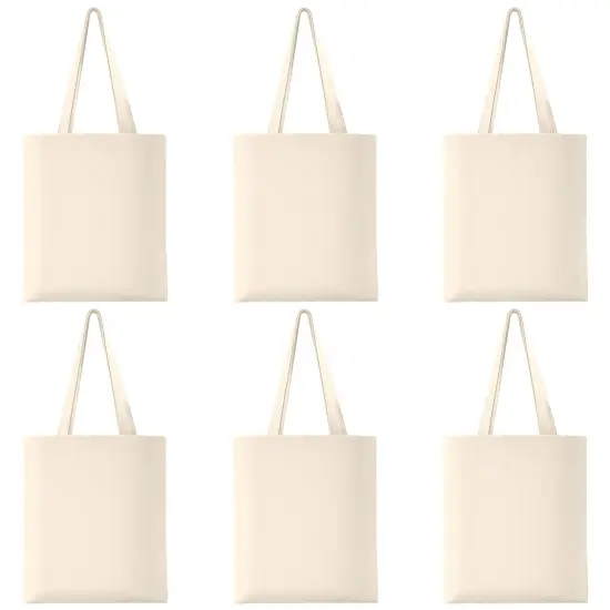 6 Pack Cotton Tote Bag Blank Canvas Bag Reusable Grocery Shopping Bags, Suitable for DIY Craft, Grocery, Shopping, Drawing, Promotion, Gift, Advertising, Activity {1}