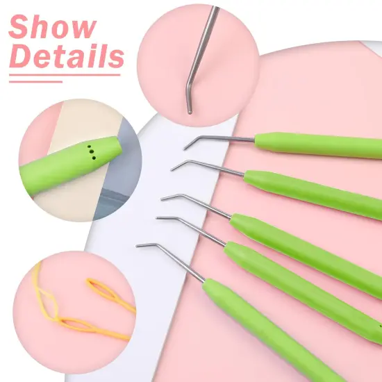 WONVOC Loom Knit Hook Set, Crochet Needle Hook Kit, 8 Pcs Green Knitting Loom Hooks with 12 Pcs Colorful Plastic Sewing Needles for Knitting Looms Knitting Boards {6}