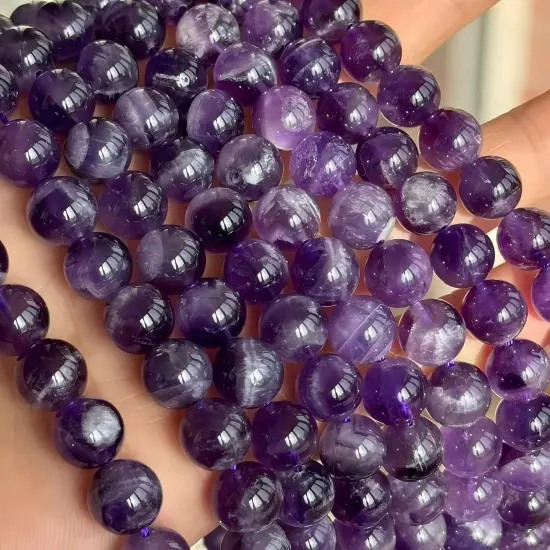 Natural Dreamy Amethyst Beads Round Stone Beads DIY Loose Beads for Jewelry Making Beads 15" (10mm) {5}