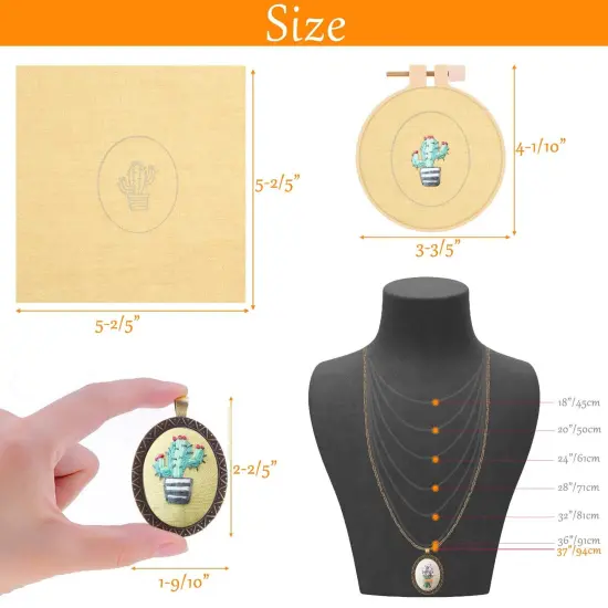 4 Packs Embroidery Kit for Beginners, Shynek 26 Pcs Mini Cross Stitch Kits includes Stamped Embroidery Clothes with Flowers Pattern Embroidery Necklace Pendant Embroidery Hoops and Necklace Chains {3}