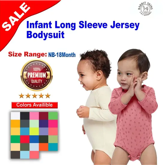 Rabbit Skins&reg; Infant Fine Jersey Long Sleeve Bodysuit White Spotm {2}