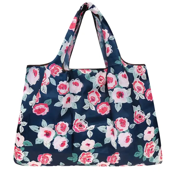 Wrapables Large Foldable Tote Nylon Reusable Grocery Bags, 6 Pack, Vibrant Bouquet {3}