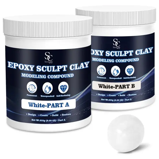 Epoxy Putty Sculpt Clay, 2 Part A & B for Sculpting, Modeling, Building, and Repairing, 1 Pound, White {2}