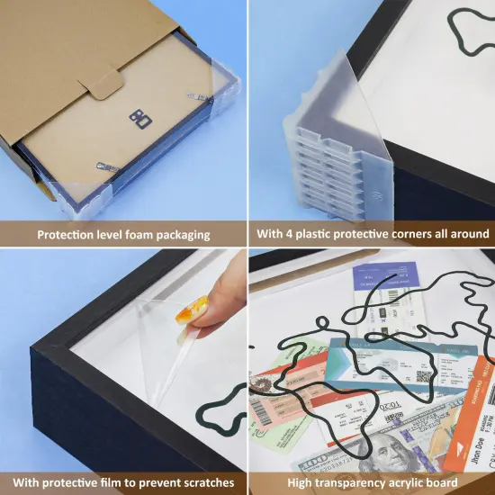 Adventure Archive Box 12x12inch Gifts for Dad Father From Wife/Daughter/Son, Wooden Travel Shadow Box with Slot, Loading Tickets Display Case Memories Travel Box Frame for Keepsake, Dark Brown {5}