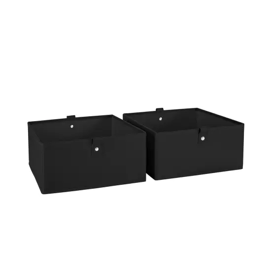 2pc Folding Storage Bins Set - 10.5” Bin Organizers with Handles - Black Closet Organizers & Storage for Toys, Games, Shoes - Foldable Cube Storage Organizer Bins for Playroom, Nursery {1}