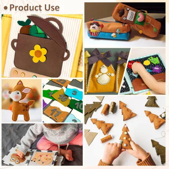 12 Rolls 8"x35"(20.5x90cm) 1.4mm Thick Soft Felt Fabric Sheet 12 Assorted Brown Series Colors Felt Pack for DIY Craft Sewing Squares Nonwoven Patchwork {4}