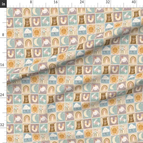 Various Fabrics by the Yard or Fat Quarter Baby Quilt Topper Soft Pastels Wholecloth Cheater Quilt Patchwork Bear Lamb Bunny Purple Beige Blue Custom Printed Fabric by Spoonflower {1}