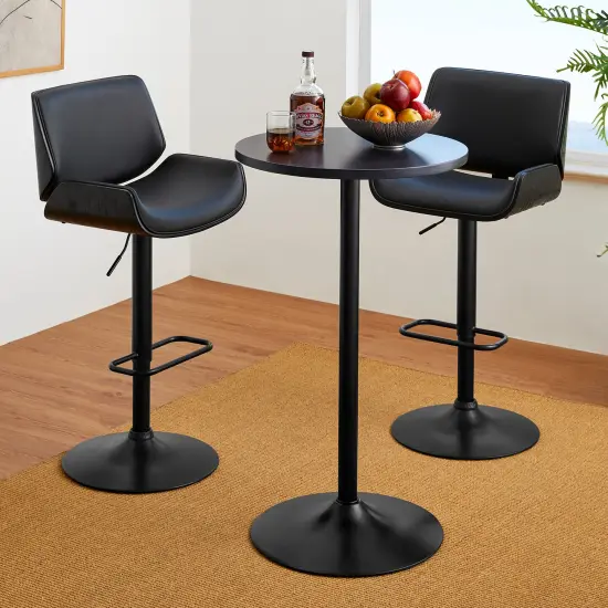 Set of 3 Leatherette Adjustable Swivel Bar Stool Pub Table Set {8}
