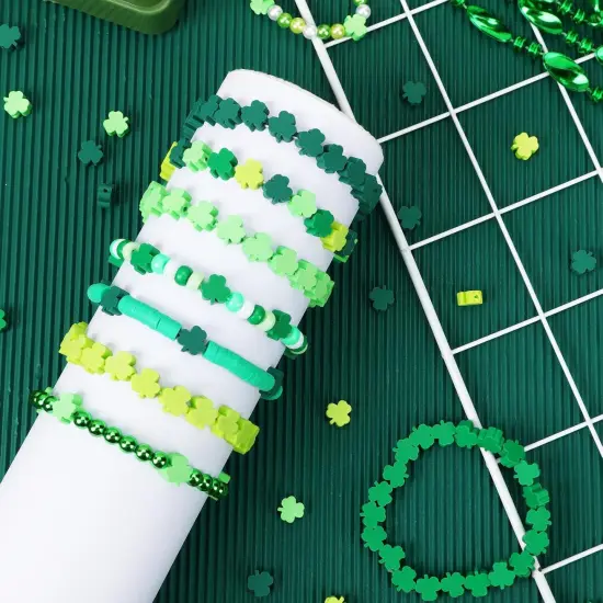 St. Patrick's Day Polymer Clay Beads, 300PCS Green Shamrock Clay Beads Heishi Spacer Beads for Bracelet Necklace Jewelry Making {4}