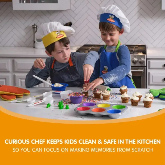 Curious Chef 11-Piece Blue and Green Chef's Kit for Kids, Includes Real Cooking and Baking Tools, Dishwasher Safe and Made with BPA-Free Plastic {6}