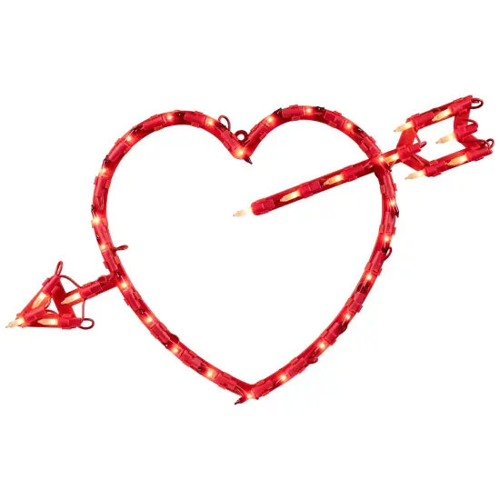 Northlight Lighted Heart and Arrow Valentine's Day Window Silhouette - 17" - Red {3}