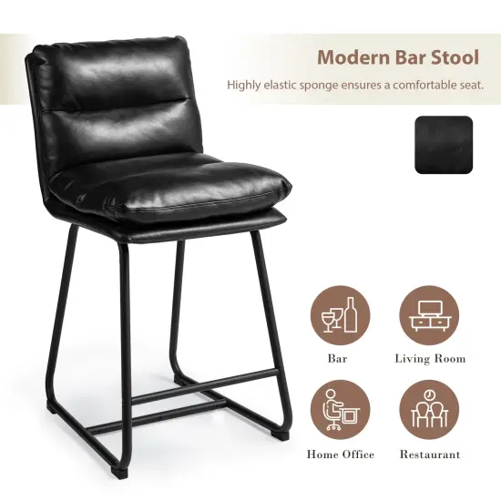 Set of 2/4 Modern Thick Leatherette Counter Stool with Metal Legs {5}