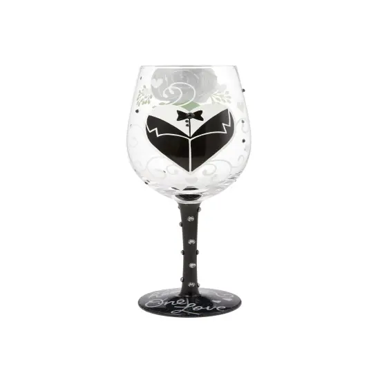 Lolita Two Hearts One Love Groom Hand Painted Wine Glass 9in H {2}
