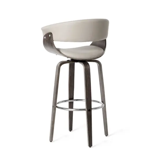 Set of 2/4 Mid-century Modern Leatherette Swivel Bar Stools/Counter Stools with Walnut Bentwood Frame {6}