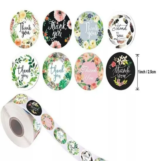 1" Round Thank You Stickers Bussiness Kraft Stickers Label Self-Adhesive Sticker {5}