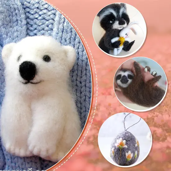 Needle Felting Wool 80 g, Wool Roving, 8 Colors Felting Wool, Felting Wool Bulk, Wool Roving for Needle Felting, for DIY Craft Materials and Felting Wool Craftsmen, White, Black, Brown {3}